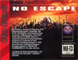 Cartridge artwork for No Escape on the Sega Nomad.